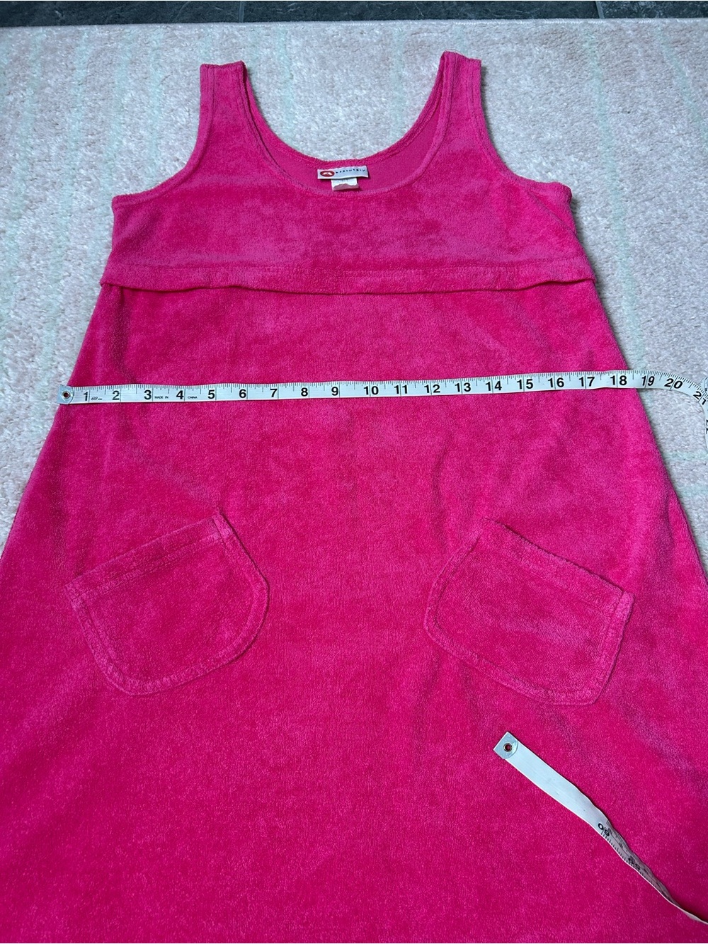 Vintage 90's Pink Terry Cloth Mini Tank‎ Dress Small Resortwear Beach Coverup - Picture 6 of 12